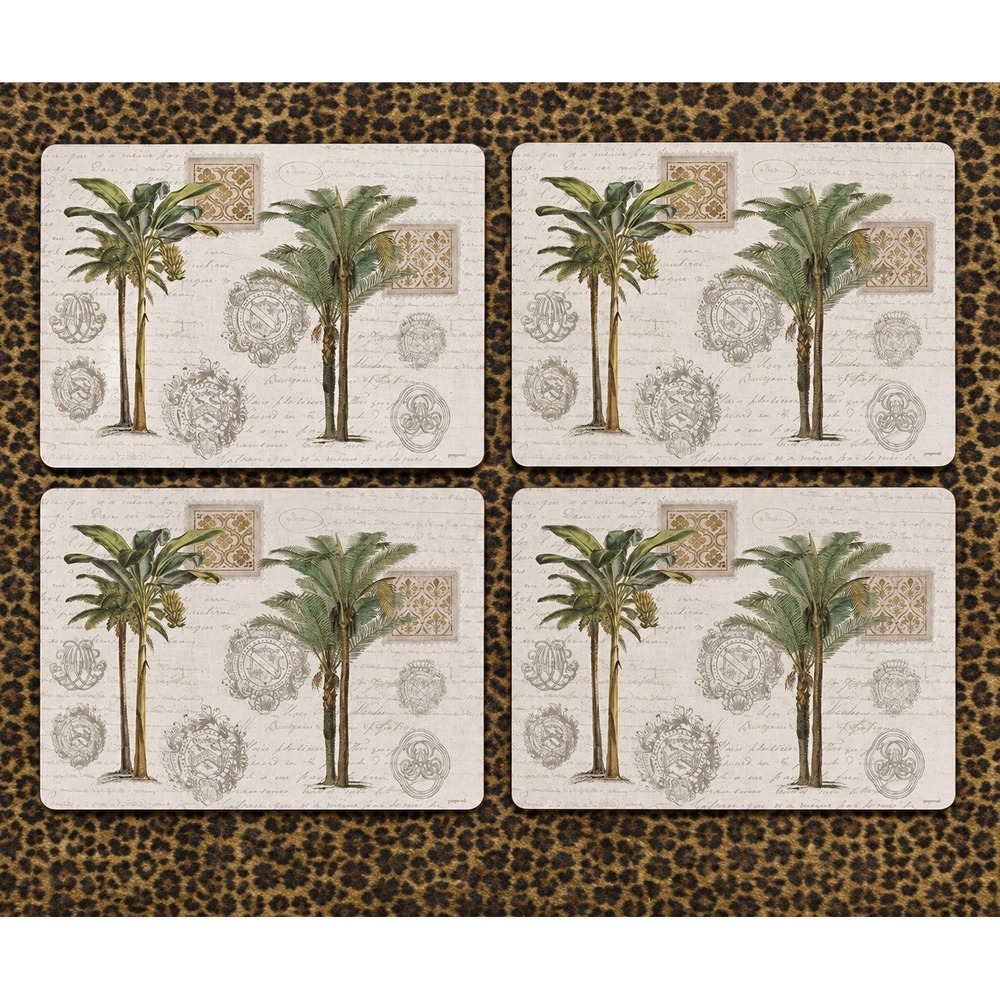Pimpernel‎ Vintage Palm Study Placemats - Set of 4, Cork Back, Casual Or Upscale